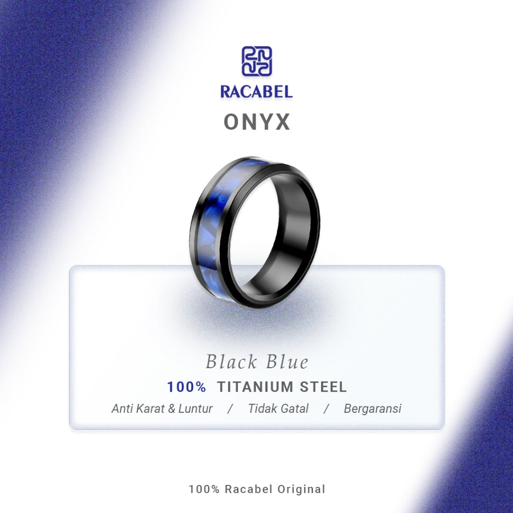 Racabel Onyx Ring - Cincin Pria Wanita Titanium Anti Karat