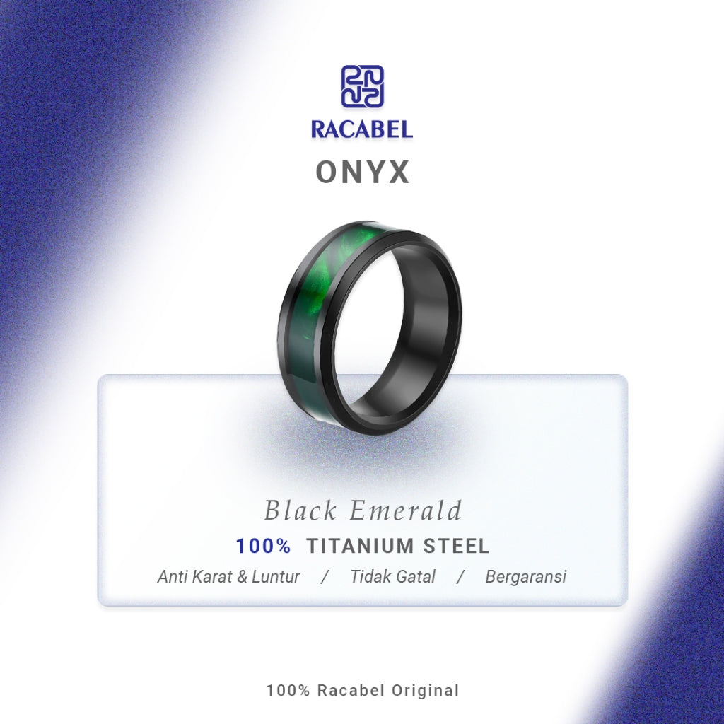Racabel Onyx Ring - Cincin Pria Wanita Titanium Anti Karat