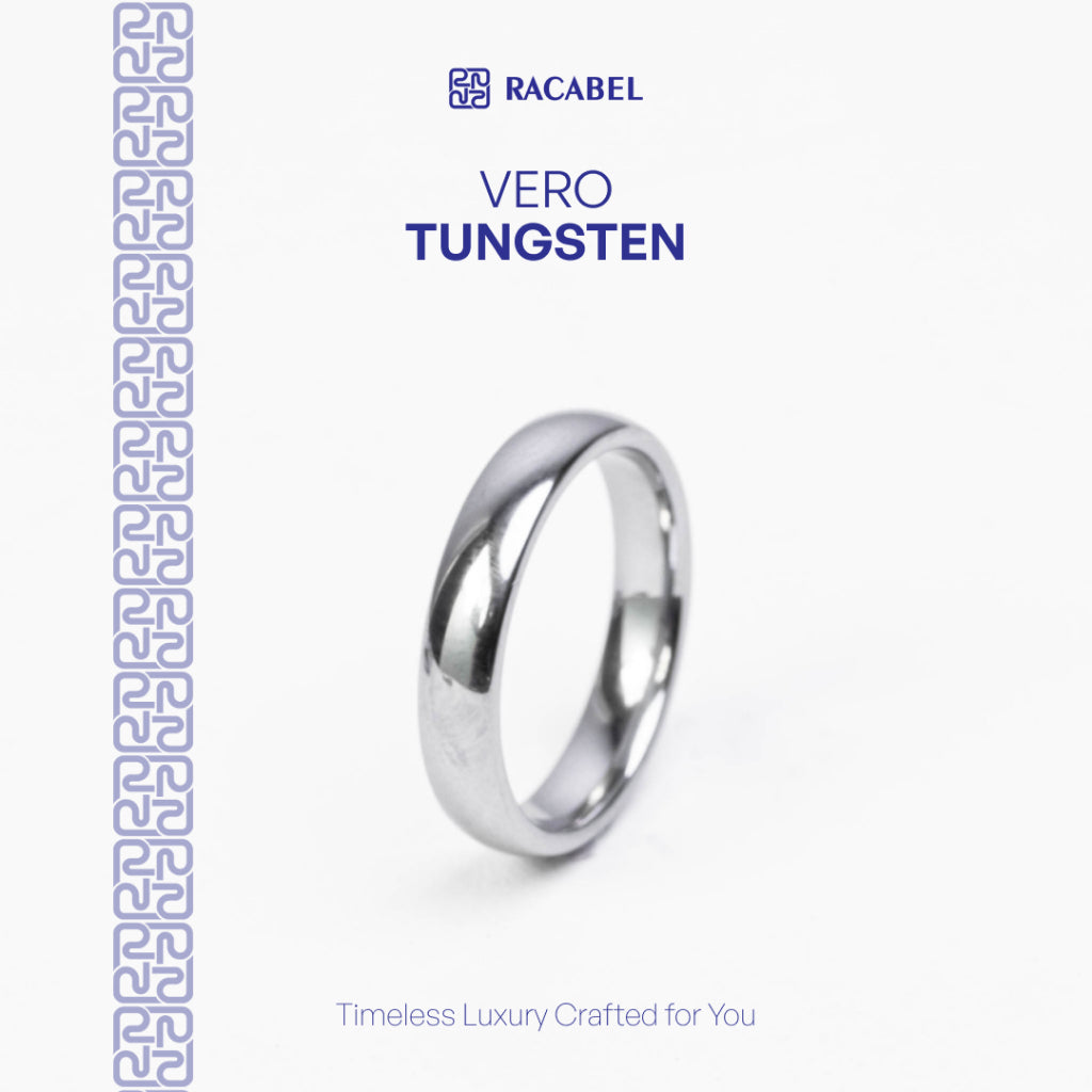 Racabel Vero Ring - Cincin Tungsten Pria Silver Anti Karat