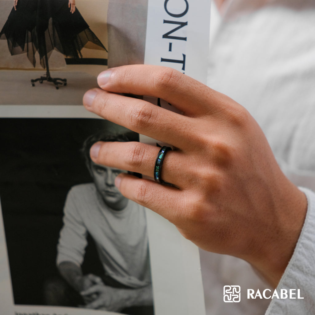 Racabel Fracture Ring - Cincin Tungsten Pria Hitam Anti Karat