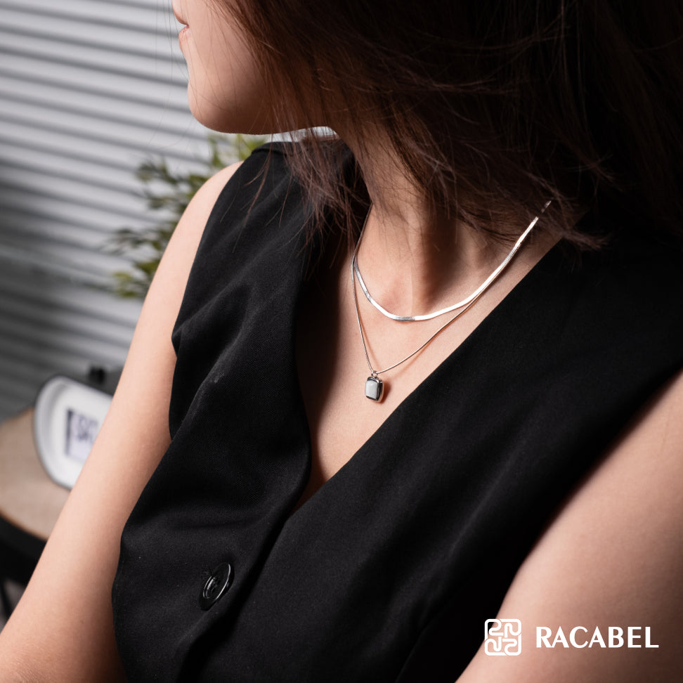 Racabel Lovid Necklace - Kalung Titanium Wanita Silver Anti Karat