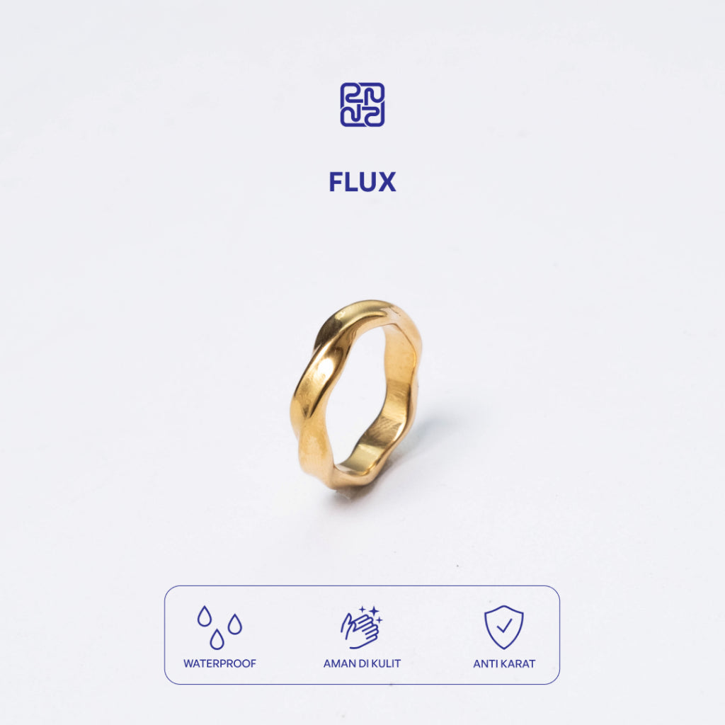 Racabel Flux Emas Ring - Cincin Pria Wanita Titanium Anti Karat