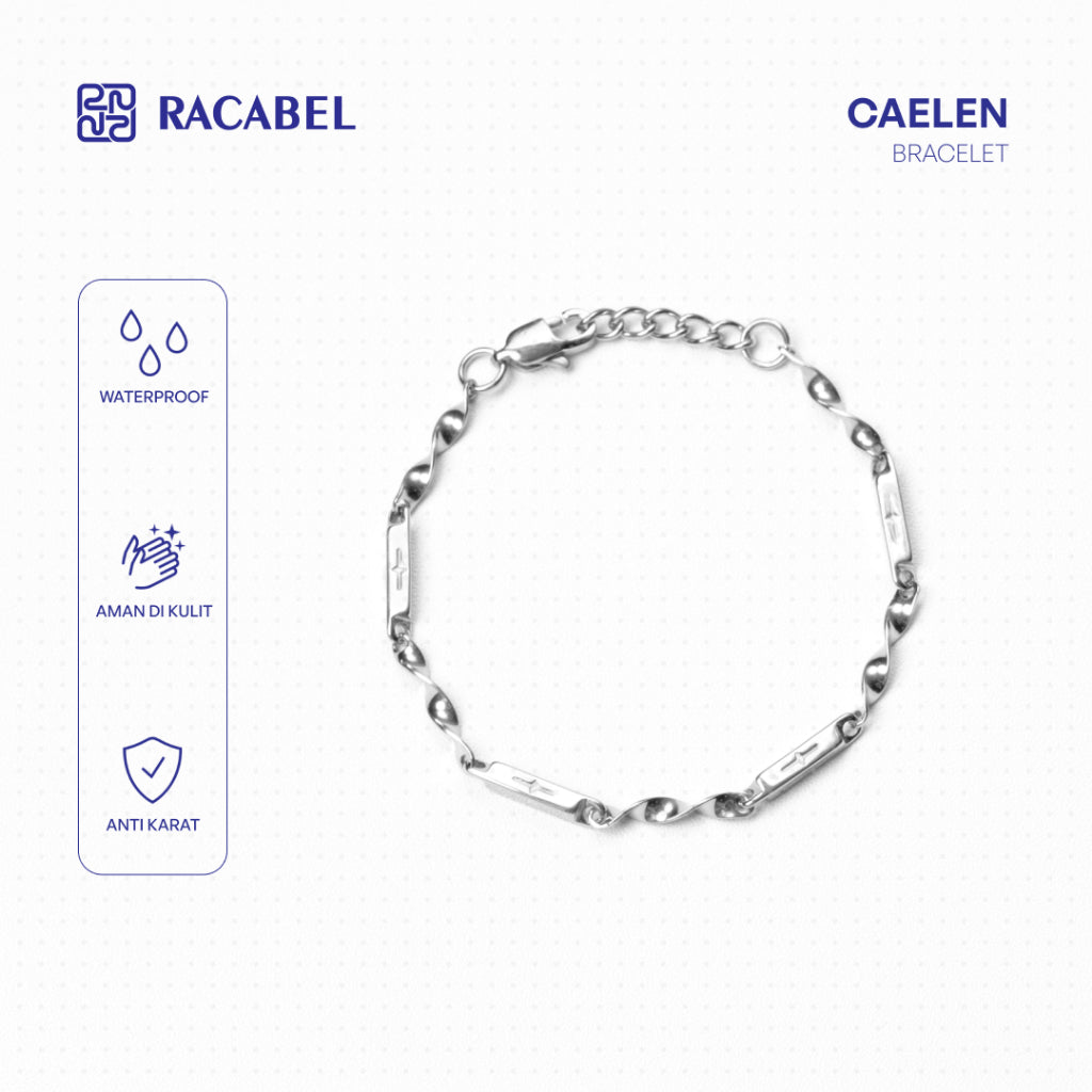Racabel Caelen Bracelet Unisex - Gelang Silver Pria - Wanita Titanium Steel Anti Karat