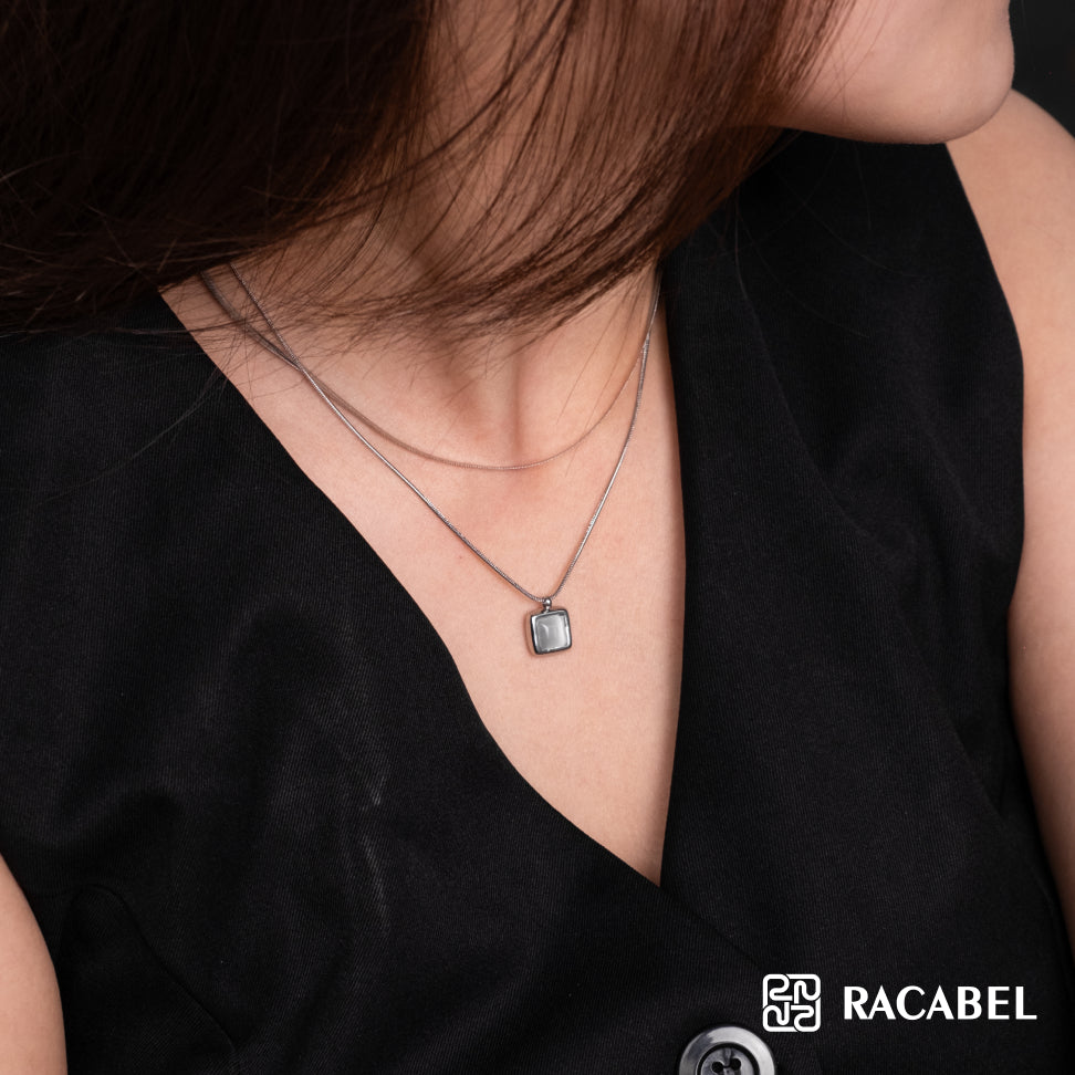 Racabel Lovid Necklace - Kalung Titanium Wanita Silver Anti Karat