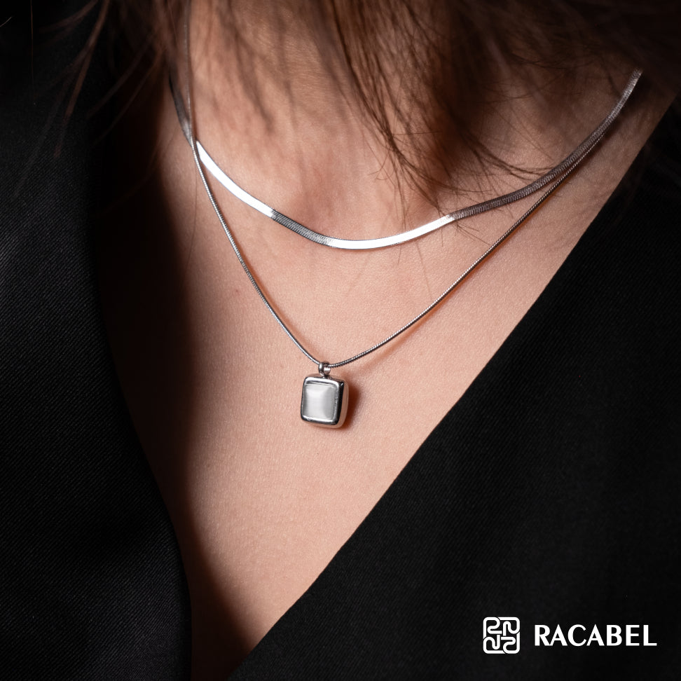 Racabel Lovid Necklace - Kalung Titanium Wanita Silver Anti Karat