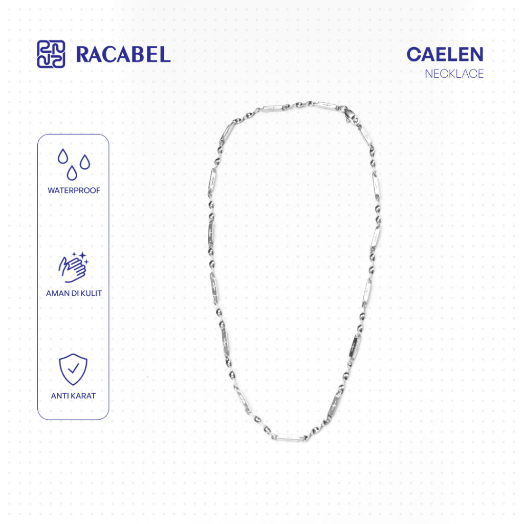Racabel Caelen Necklace Unisex - Kalung Silver Titanium Steel Anti Karat Pria - Wanita