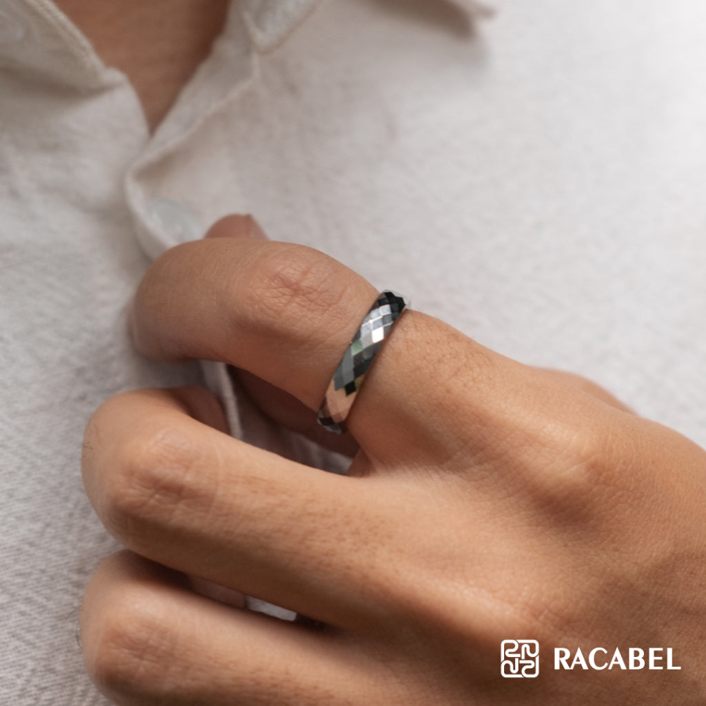 Racabel Flint Ring - Cincin Tungsten Pria Silver Anti Karat