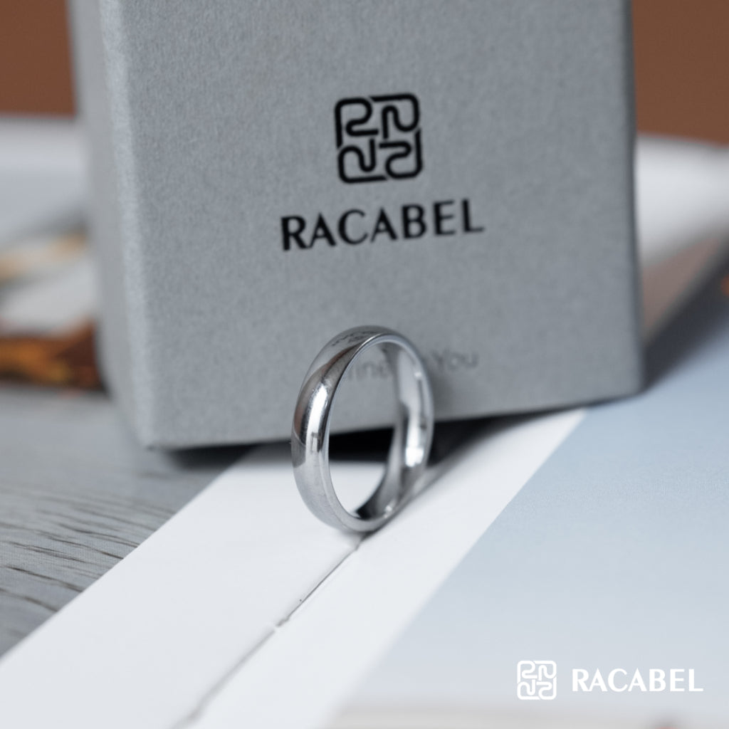 Racabel Vero Ring - Cincin Tungsten Pria Silver Anti Karat