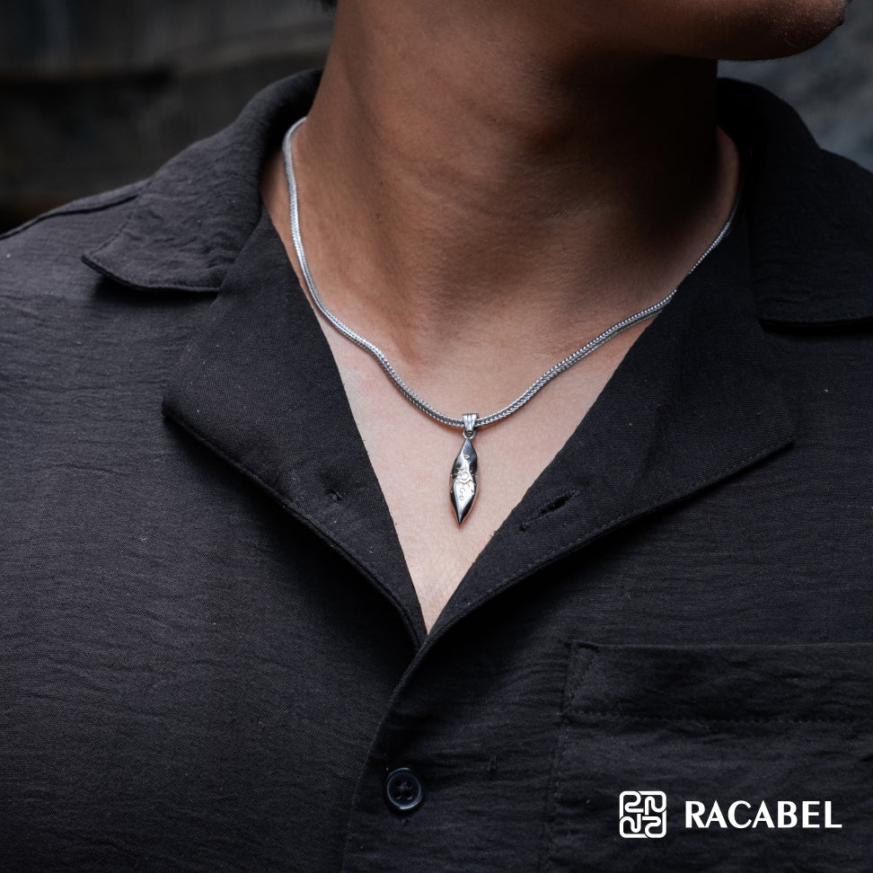 Racabel Draven Necklace Unisex - Kalung Silver Titanium Steel Anti Karat Pria - Wanita