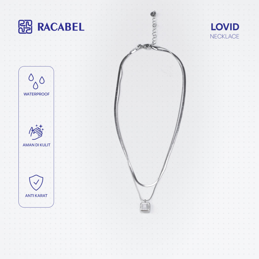 Racabel Lovid Necklace - Kalung Titanium Wanita Silver Anti Karat