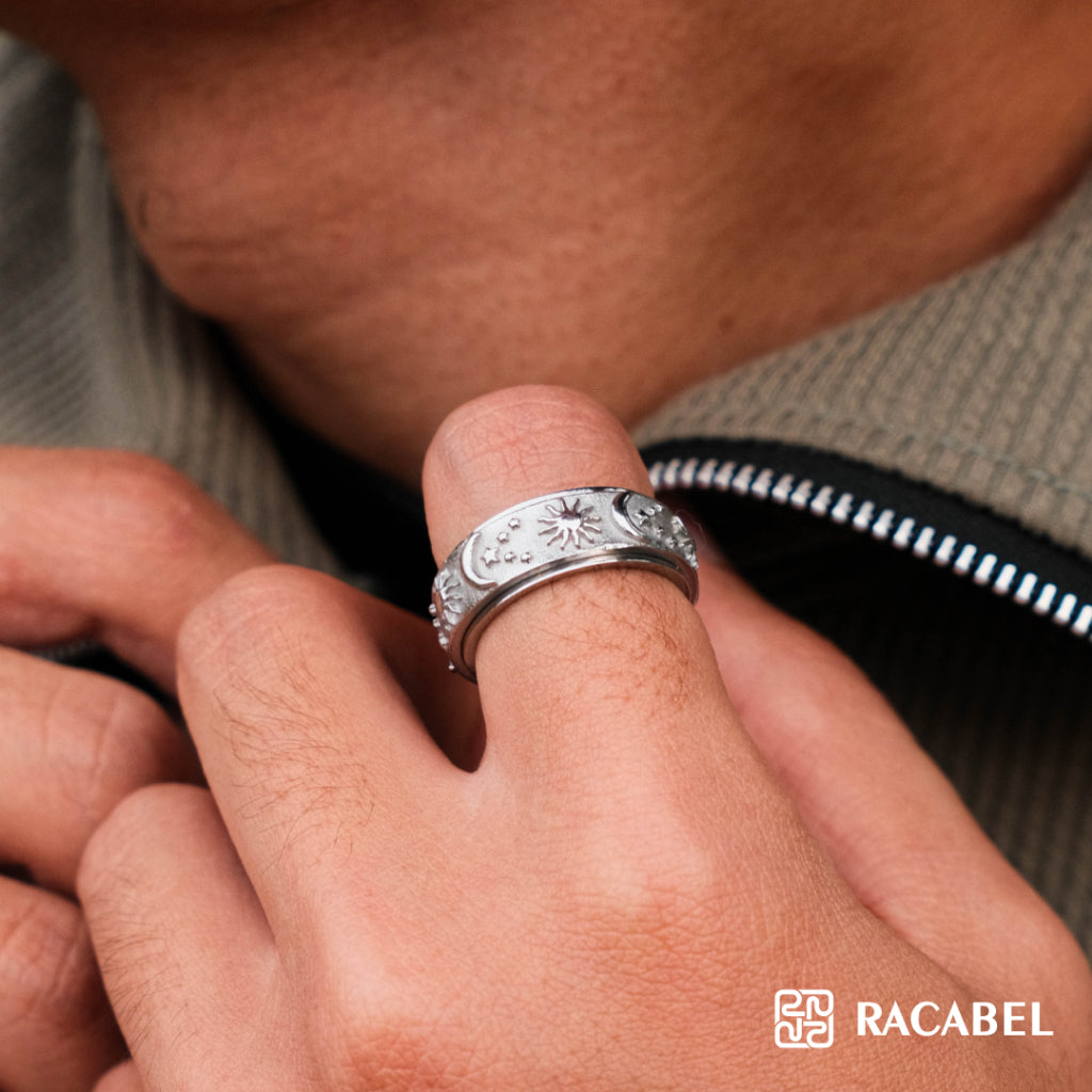 Racabel Celeste Anxiety Ring Silver - Cincin Kecemasan Pria Wanita Titanium Anti Karat