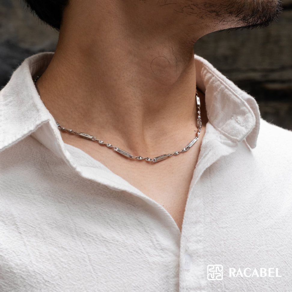 Racabel Caelen Necklace Unisex - Kalung Silver Titanium Steel Anti Karat Pria - Wanita