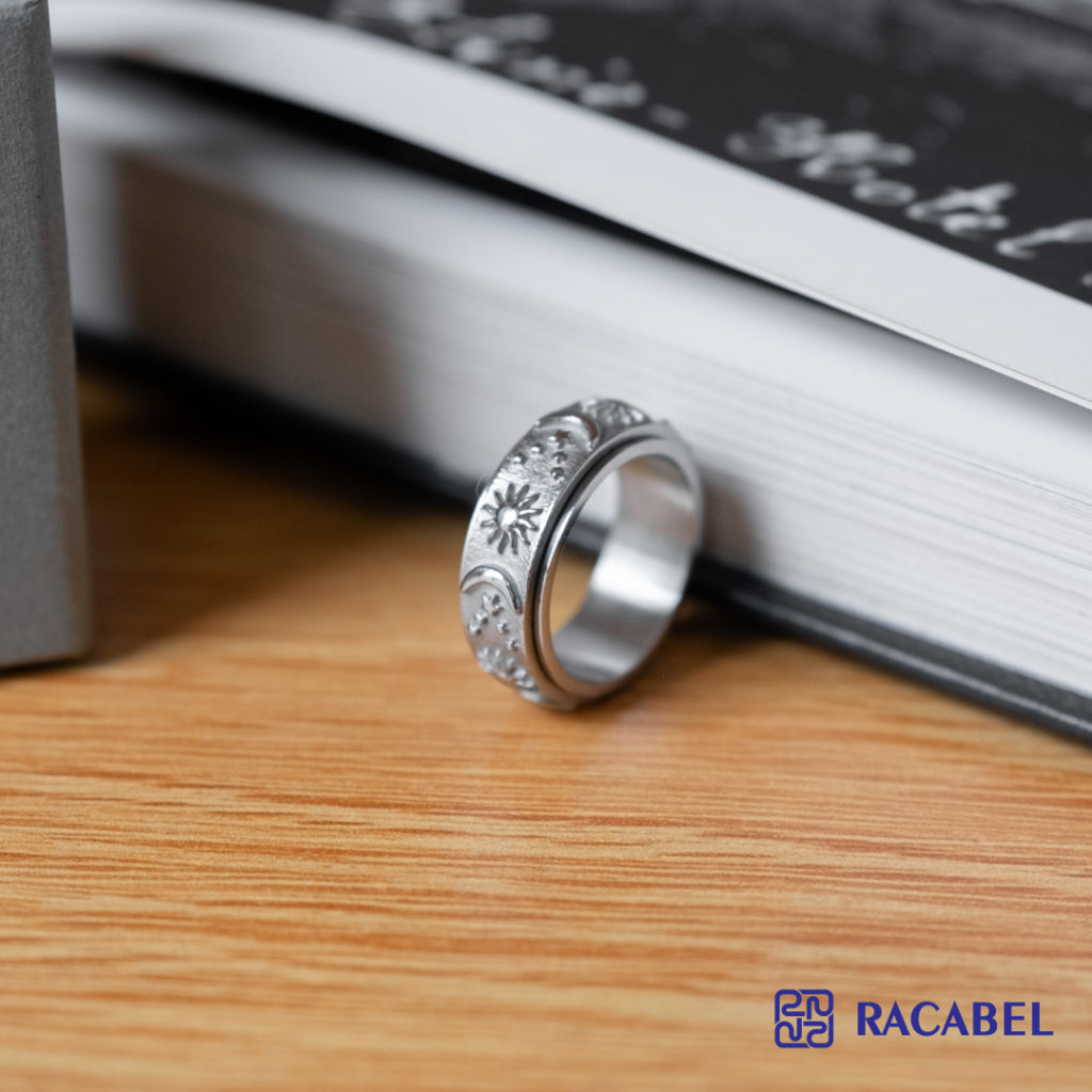 Racabel Celeste Anxiety Ring Silver - Cincin Kecemasan Pria Wanita Titanium Anti Karat