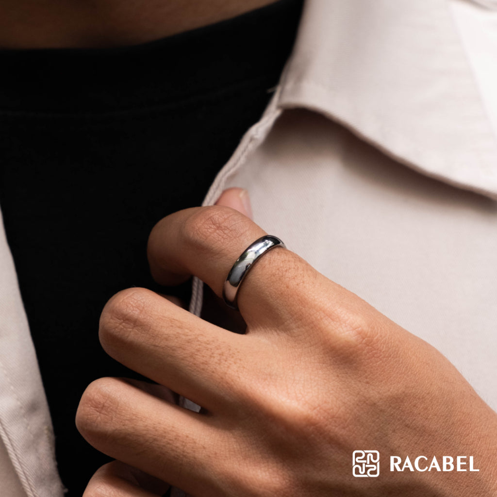 Racabel Vero Ring - Cincin Tungsten Pria Silver Anti Karat