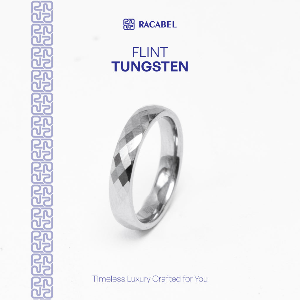 Racabel Flint Ring - Cincin Tungsten Pria Silver Anti Karat