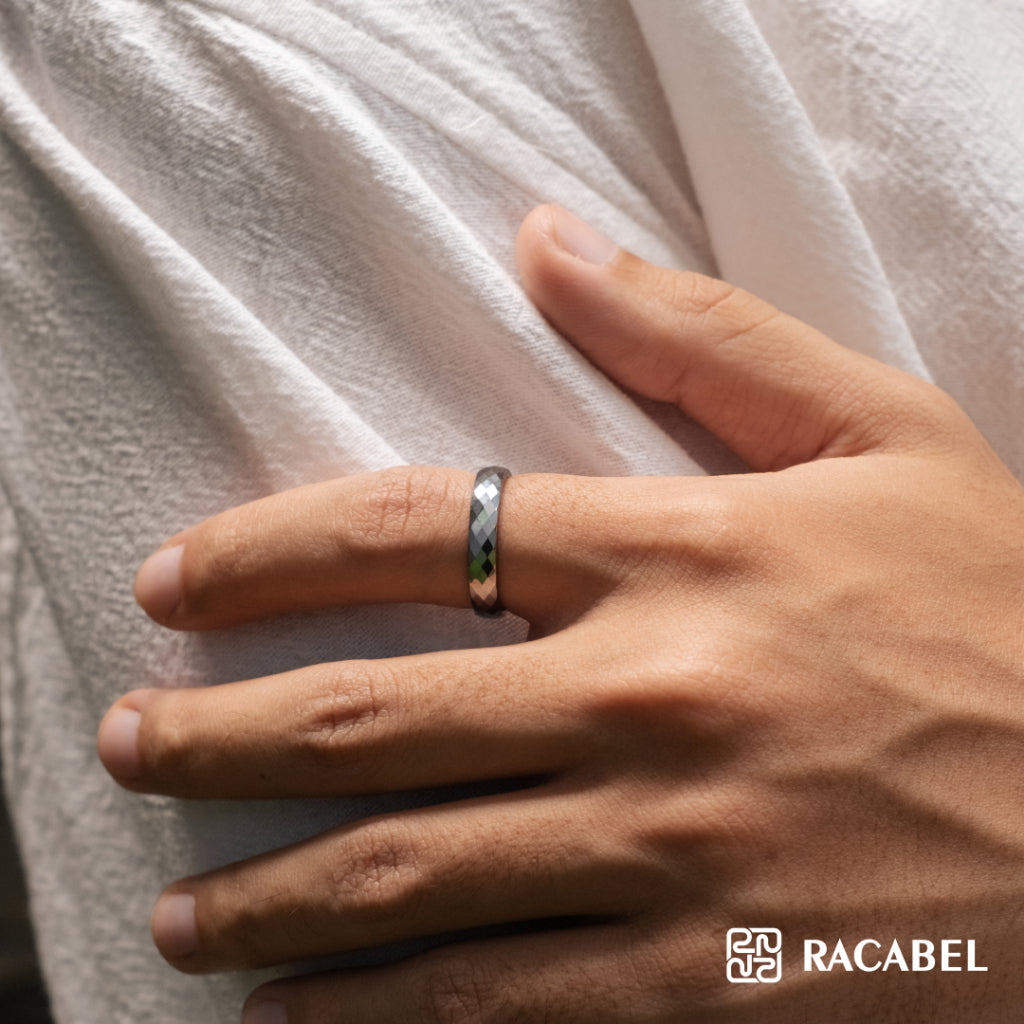 Racabel Flint Ring - Cincin Tungsten Pria Silver Anti Karat