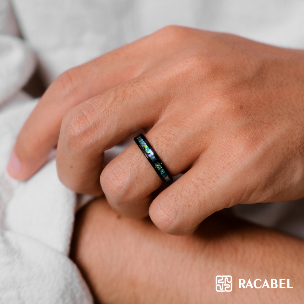 Racabel Fracture Ring - Cincin Tungsten Pria Hitam Anti Karat