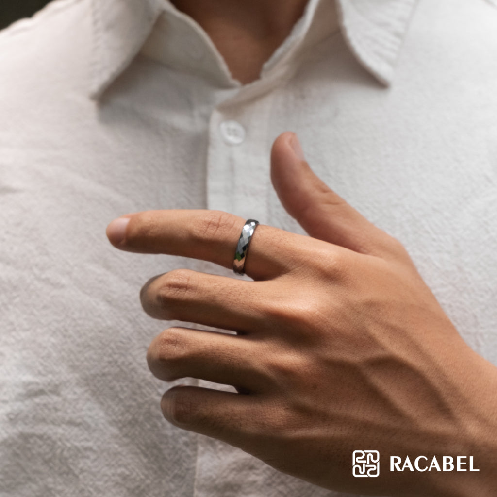 Racabel Flint Ring - Cincin Tungsten Pria Silver Anti Karat
