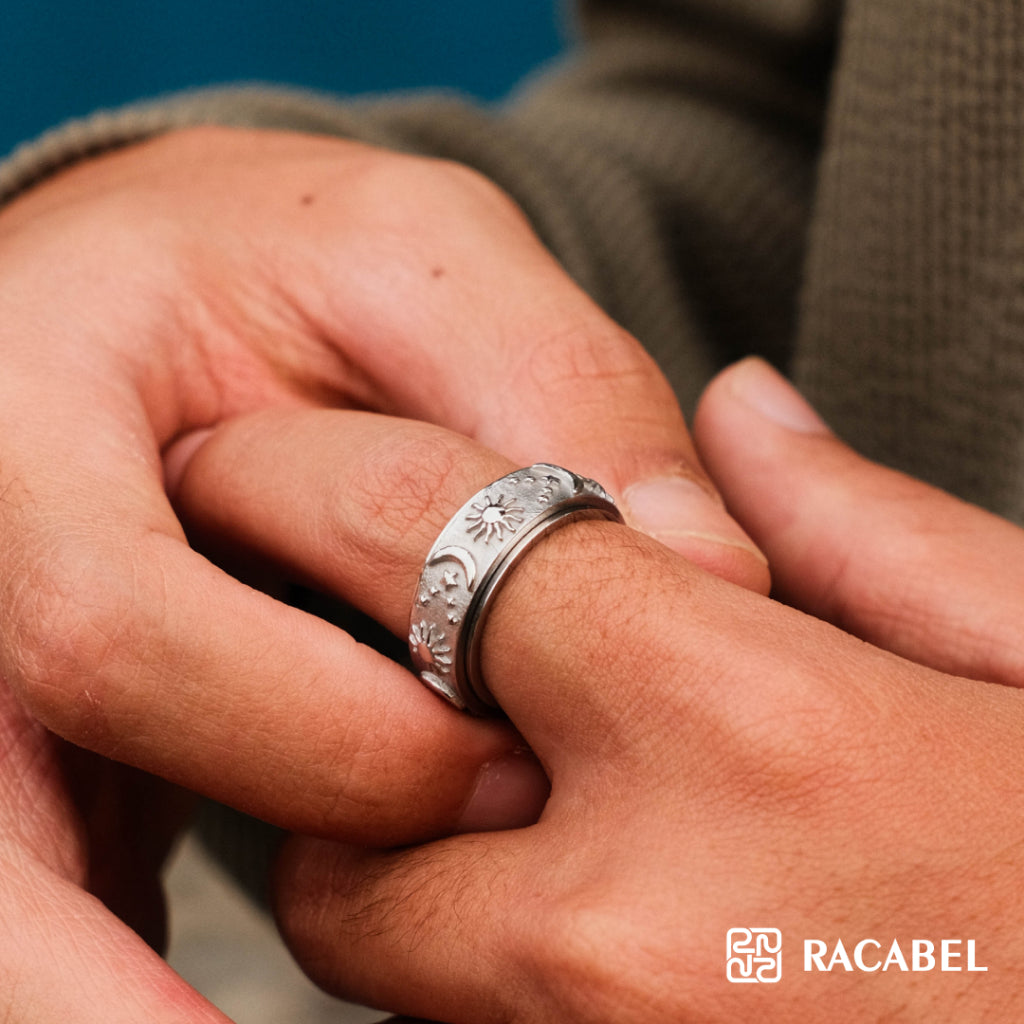Racabel Celeste Anxiety Ring Silver - Cincin Kecemasan Pria Wanita Titanium Anti Karat
