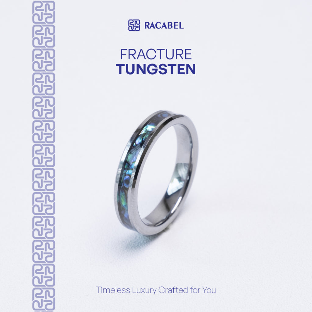 Racabel Fracture Ring - Cincin Tungsten Pria Hitam Anti Karat