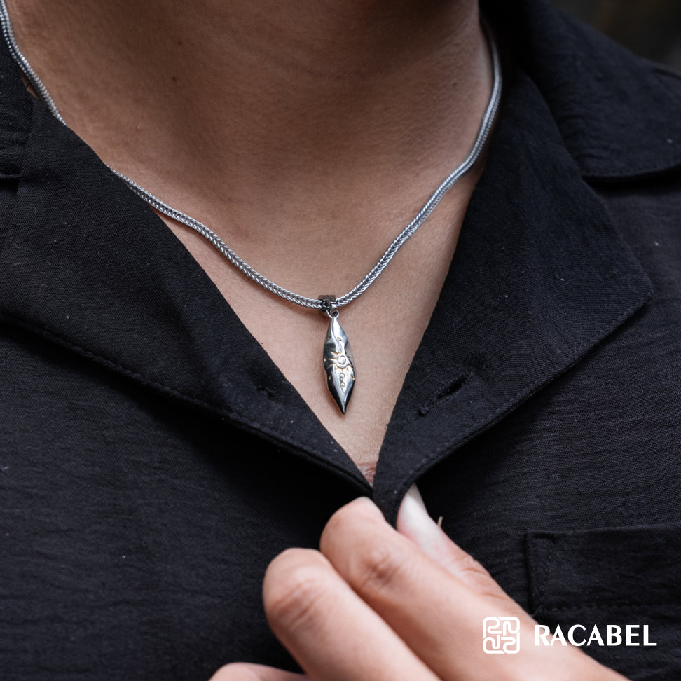Racabel Draven Necklace Unisex - Kalung Silver Titanium Steel Anti Karat Pria - Wanita