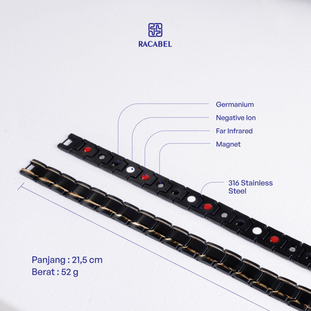 Racabel Gelang Kesehatan Bio Magnetik Apertor untuk Pria dan Wanita - Titanium Steel