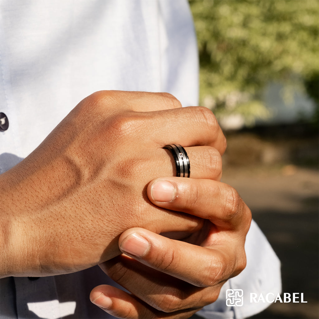 Racabel Clarus Ring - Cincin Pria Wanita Titanium Anti Karat