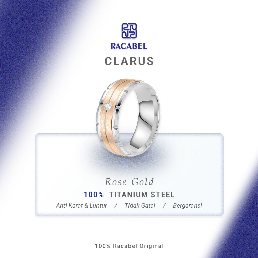 Racabel Clarus Ring - Cincin Pria Wanita Titanium Anti Karat