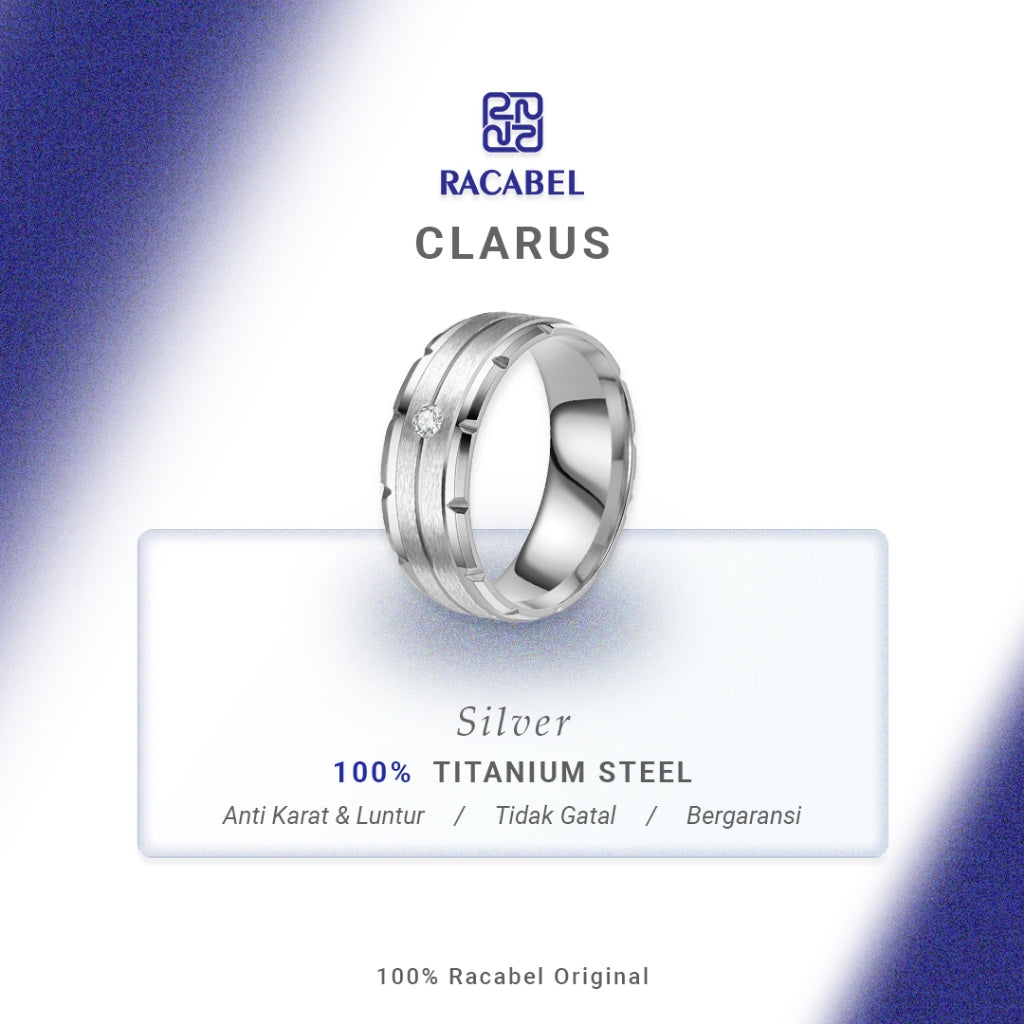 Racabel Clarus Ring - Cincin Pria Wanita Titanium Anti Karat