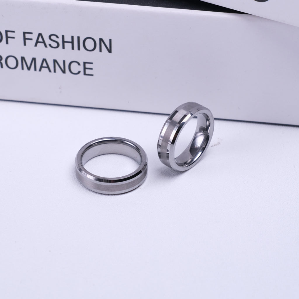 Racabel Vulken Ring - Cincin Tungsten Pria Silver Anti Karat