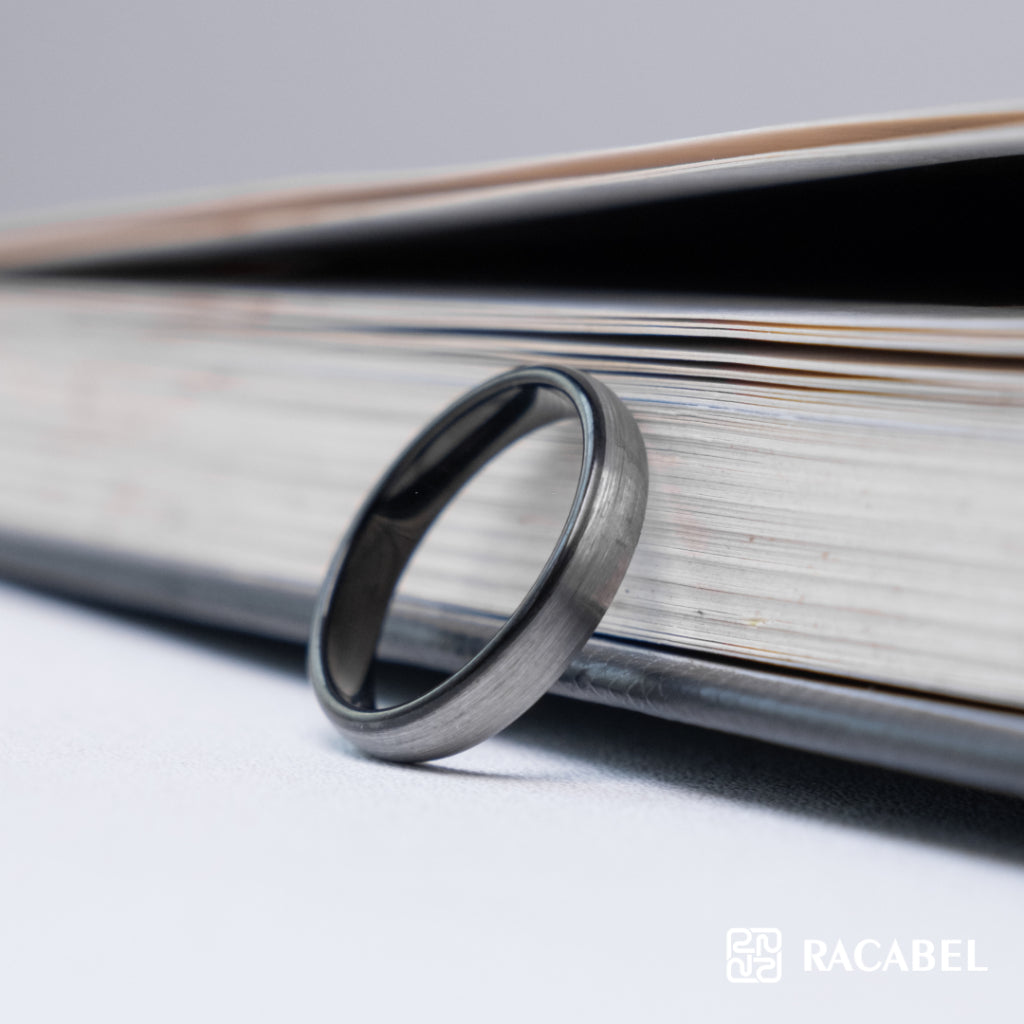 Racabel Grain Ring - Cincin Tungsten Pria Hitam Anti Karat