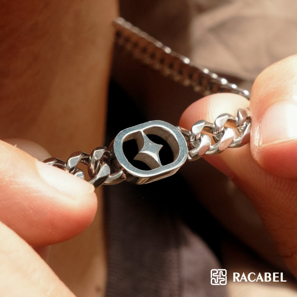 Racabel Nova Necklace - Kalung Rantai Silver Titanium Anti Karat Pria