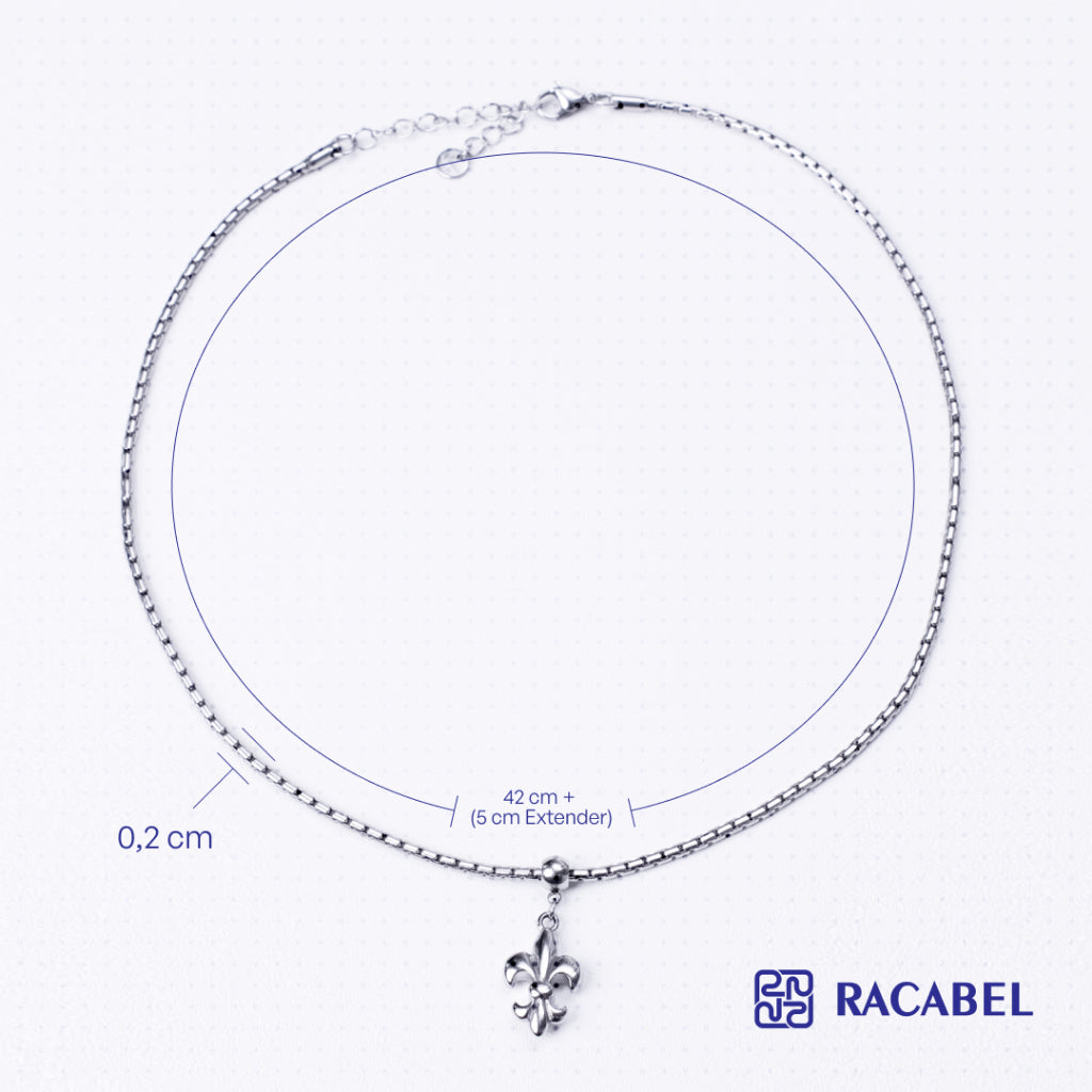 Racabel Fleuralys Necklace - Kalung Rantai Silver Titanium Anti Karat Pria