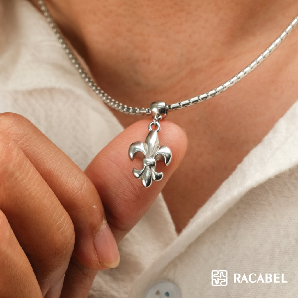 Racabel Fleuralys Necklace - Kalung Rantai Silver Titanium Anti Karat Pria