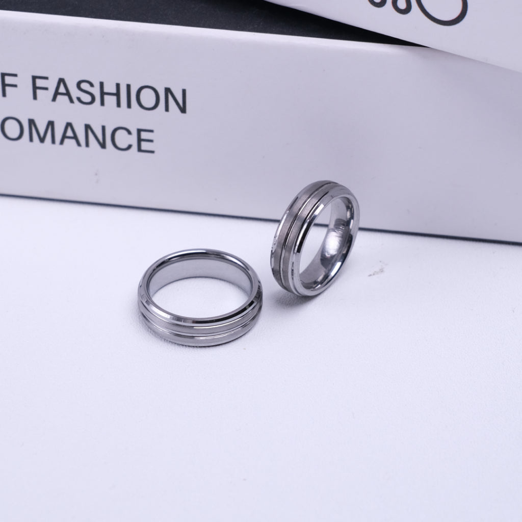 Racabel Luxen Ring - Cincin Tungsten Pria Silver Anti Karat