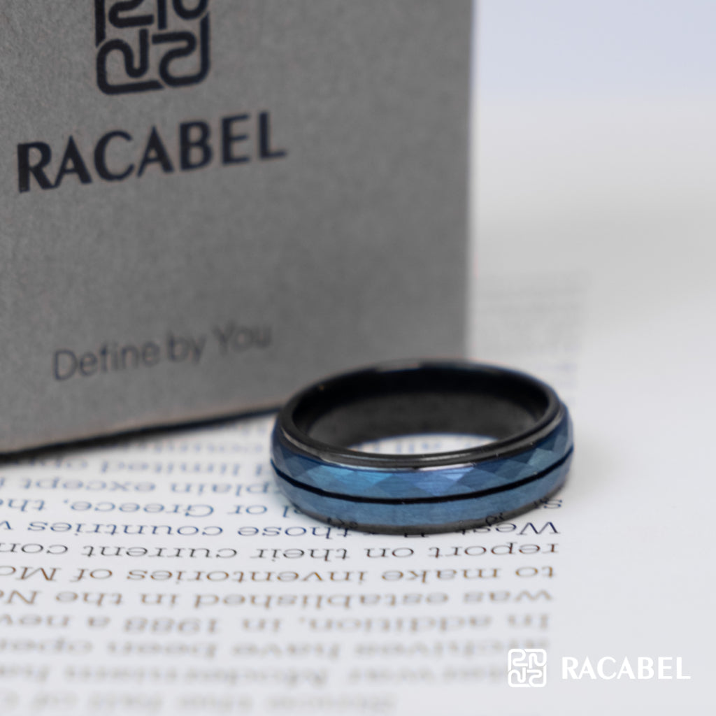 Racabel Shard Ring - Cincin Tungsten Pria Hitam Anti Karat