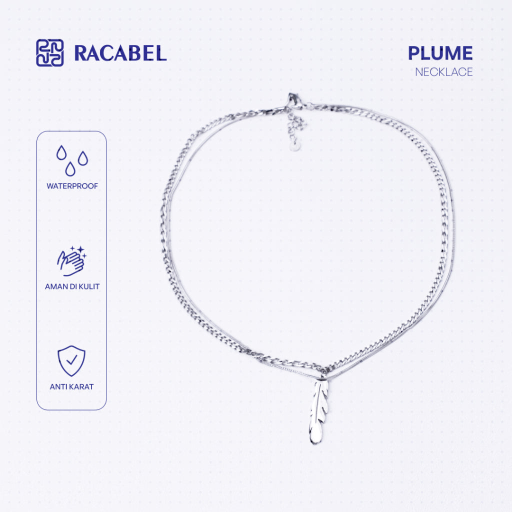 Racabel Plume Necklace - Kalung Rantai Silver Titanium Anti Karat Pria