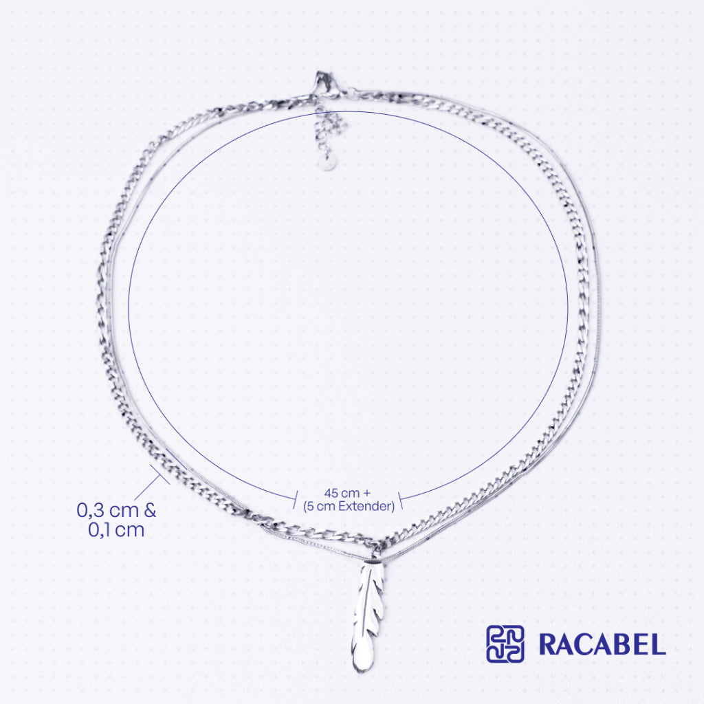 Racabel Plume Necklace - Kalung Rantai Silver Titanium Anti Karat Pria