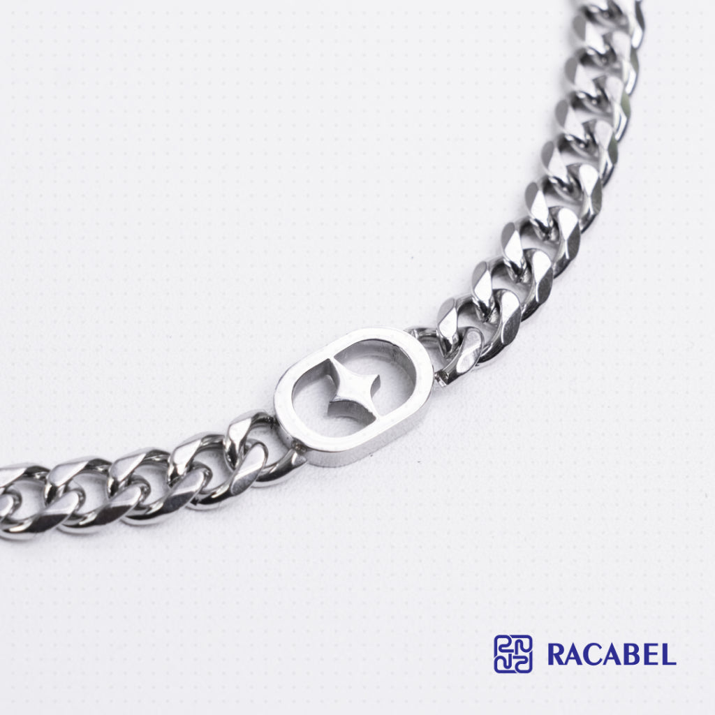 Racabel Nova Necklace - Kalung Rantai Silver Titanium Anti Karat Pria