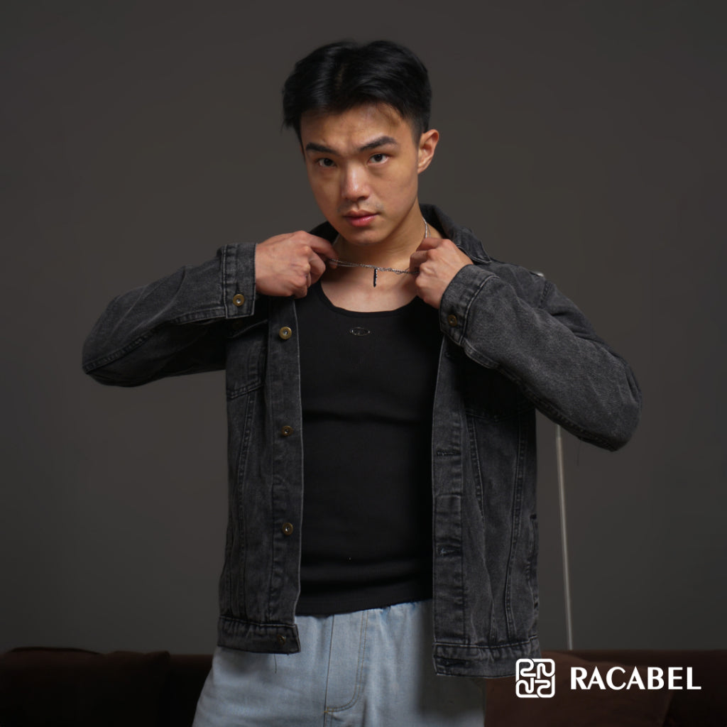 Racabel Plume Necklace - Kalung Rantai Silver Titanium Anti Karat Pria