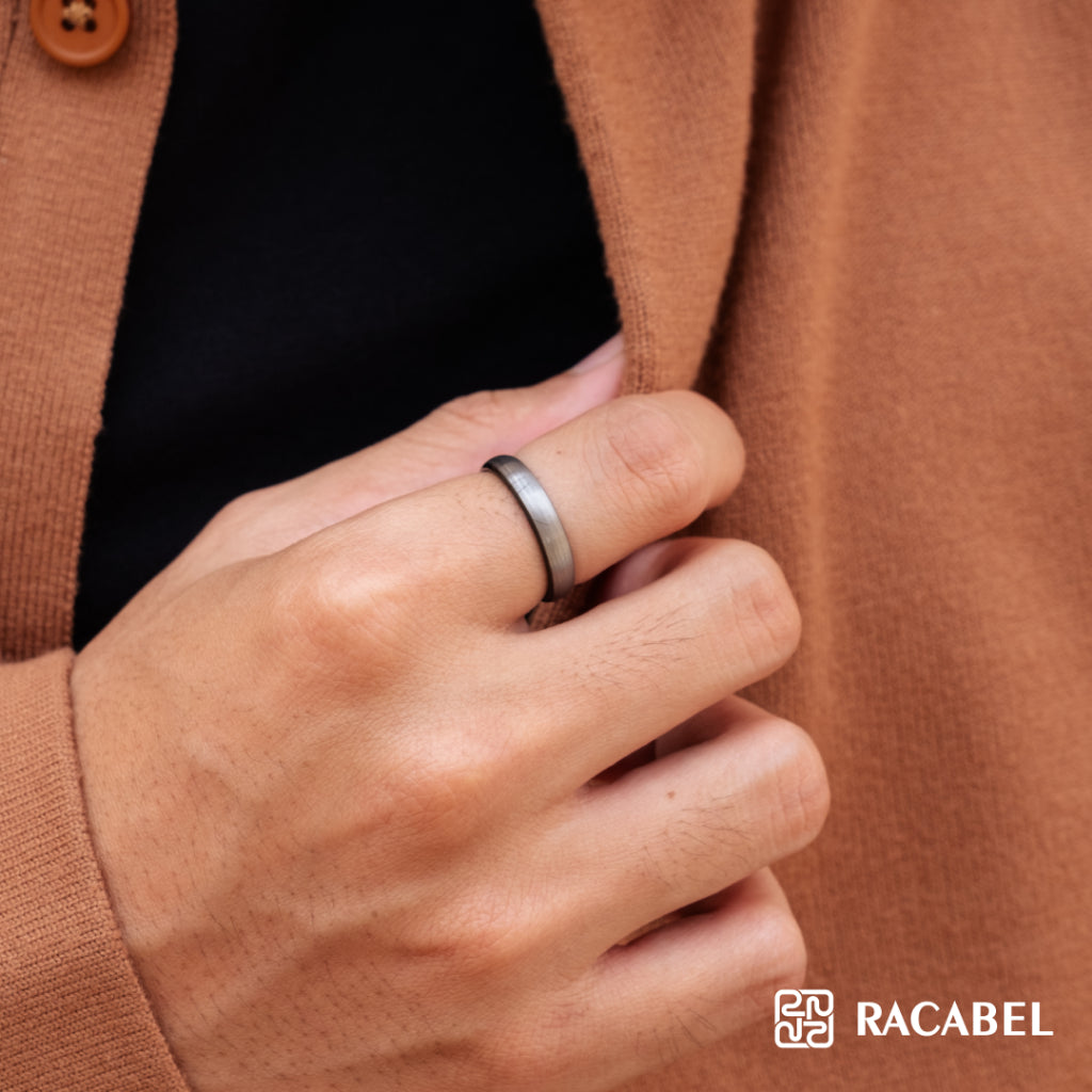Racabel Grain Ring - Cincin Tungsten Pria Hitam Anti Karat