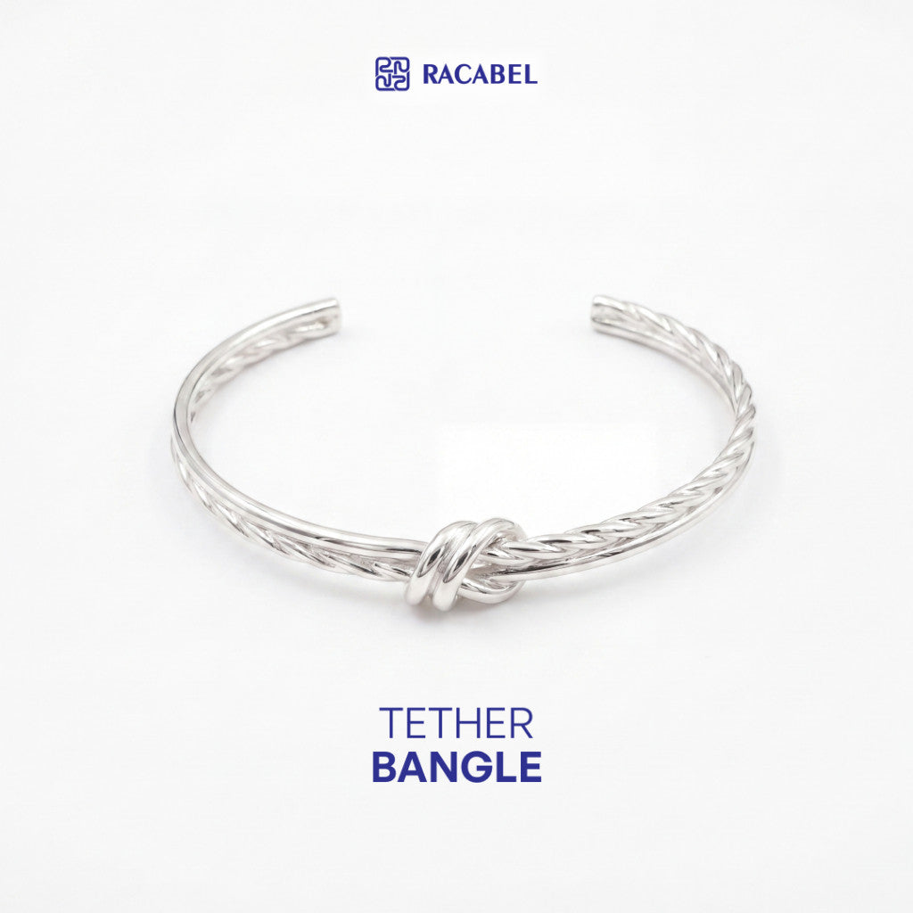 Racabel Gelang Bangle Tether - Stainless Steel Anti Karat Warna Silver Unisex Pria Wanita Simple