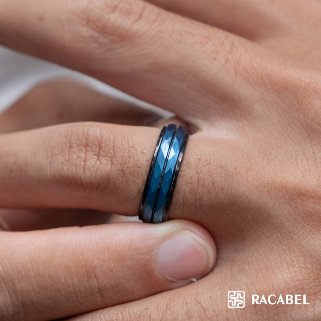 Racabel Shard Ring - Cincin Tungsten Pria Hitam Anti Karat