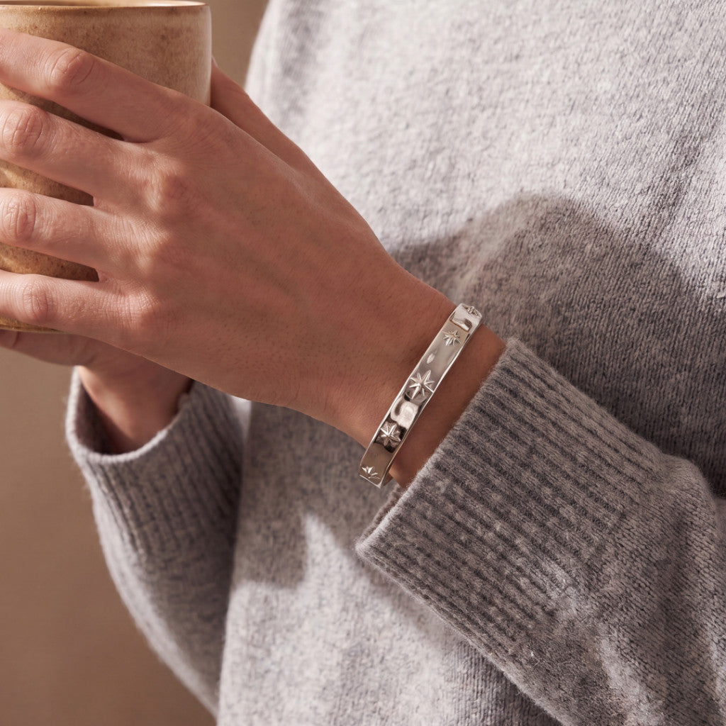 Racabel Gelang Bangle Solstice - Stainless Steel Anti Karat Warna Silver Unisex Pria Wanita Simple