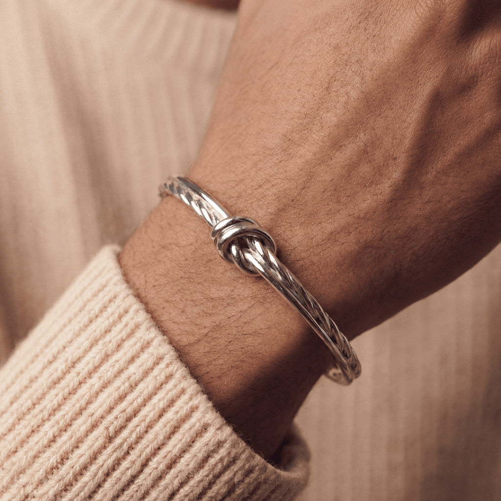 Racabel Gelang Bangle Tether - Stainless Steel Anti Karat Warna Silver Unisex Pria Wanita Simple