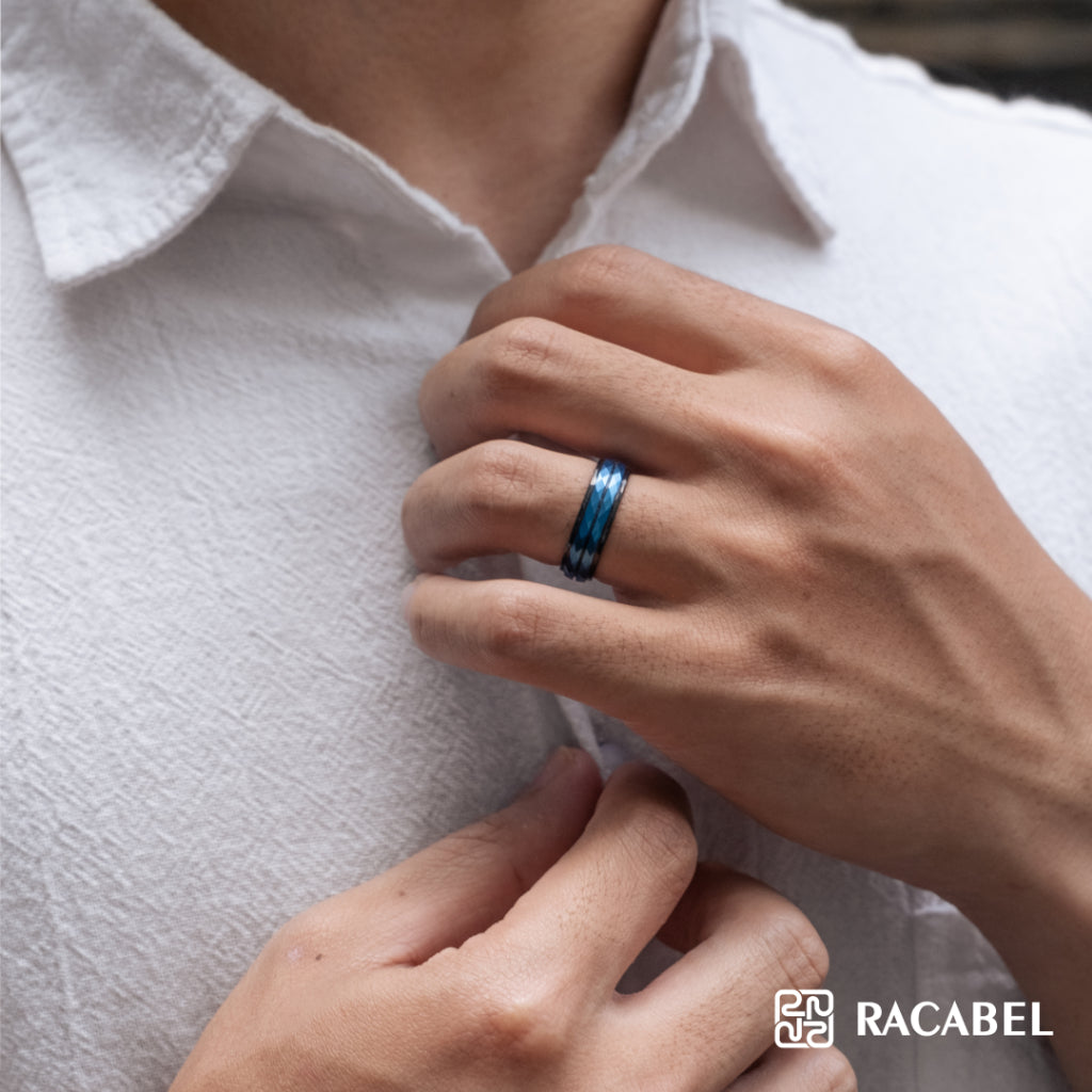 Racabel Shard Ring - Cincin Tungsten Pria Hitam Anti Karat