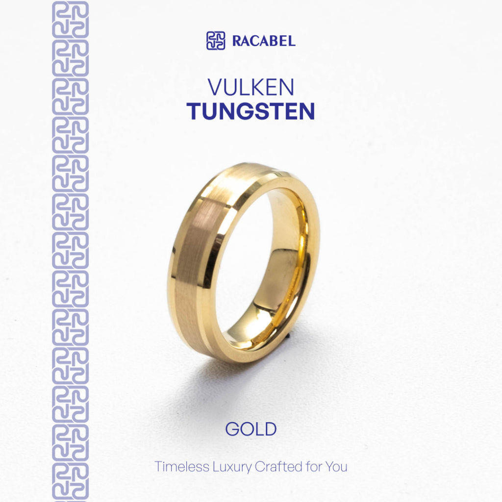 Racabel Vulken Ring - Cincin Tungsten Pria Silver Anti Karat