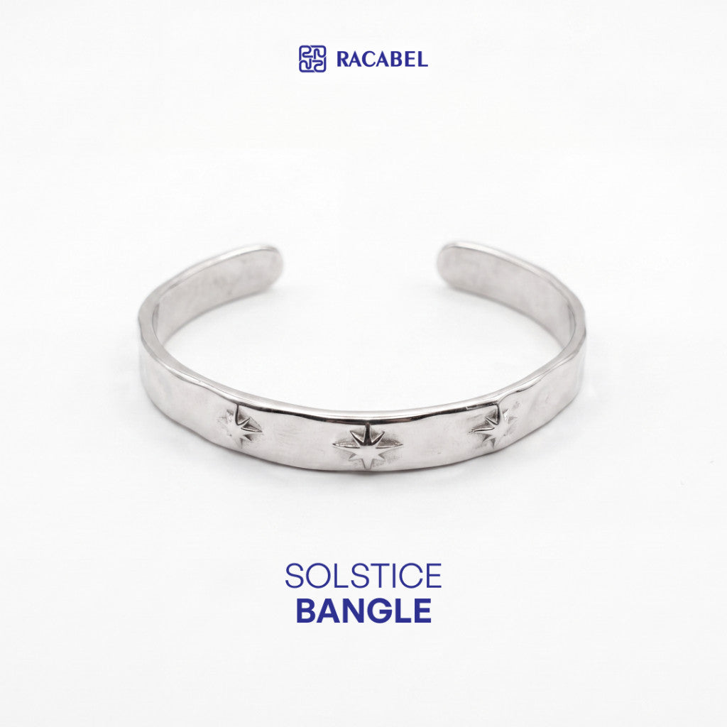 Racabel Gelang Bangle Solstice - Stainless Steel Anti Karat Warna Silver Unisex Pria Wanita Simple