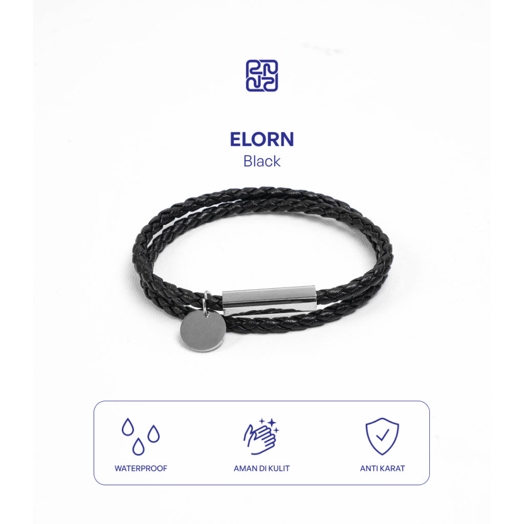 Elorn Black Bracelet - Genuine Leather