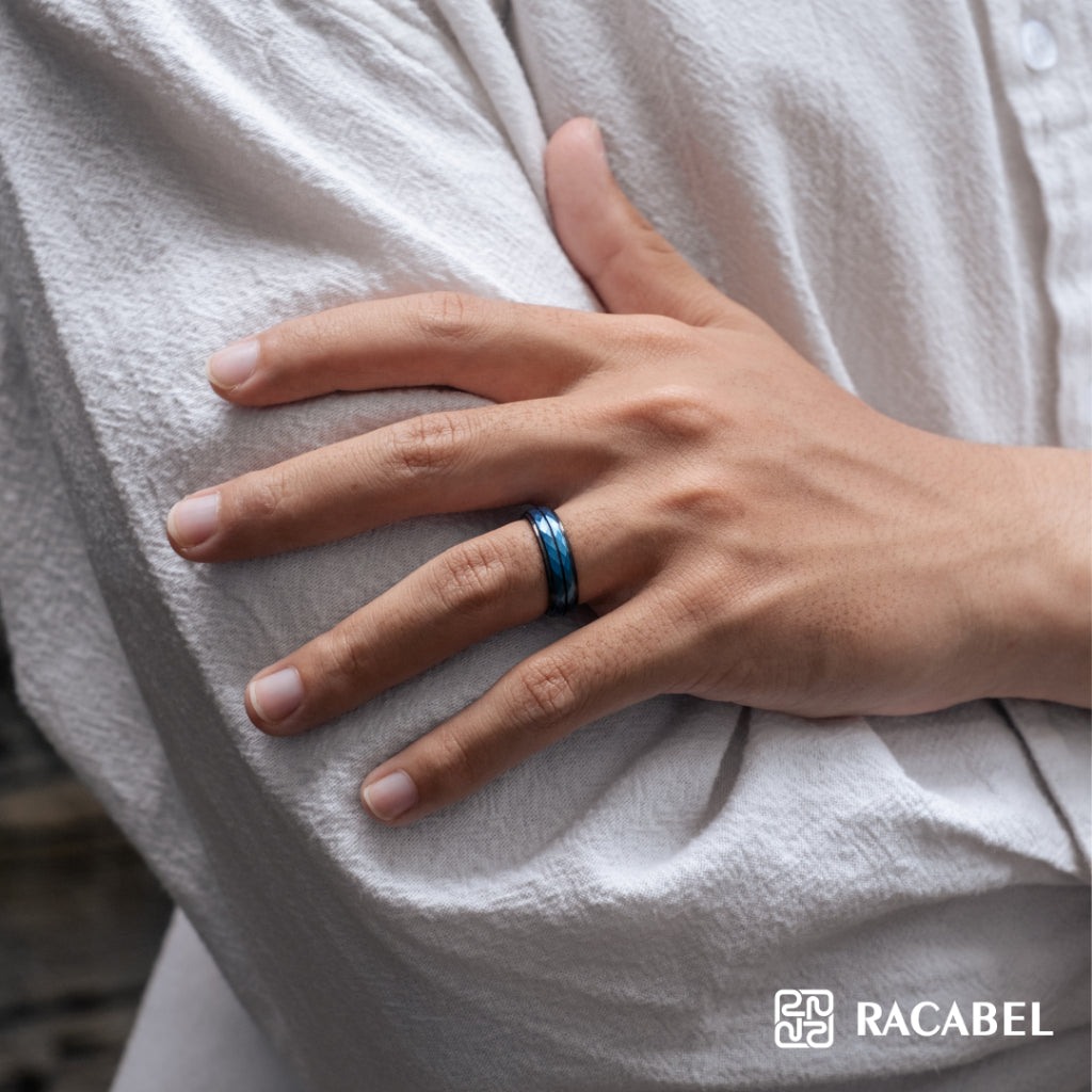 Racabel Shard Ring - Cincin Tungsten Pria Hitam Anti Karat